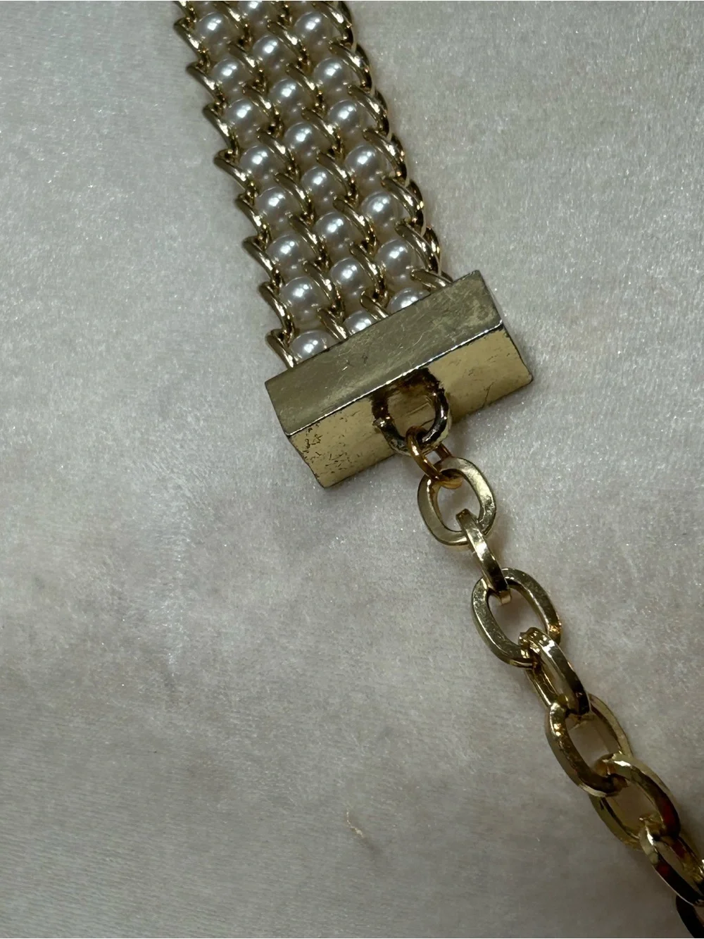 Per Se Gold Multi-Row Chain and Pearl Waist Vintage Jewelry Belt 32” plus chain